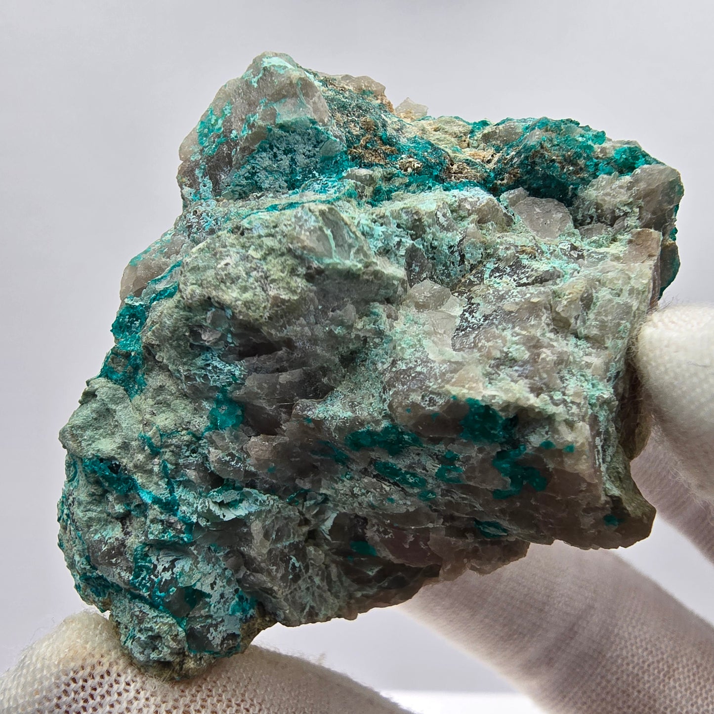Seltene Dioptas auf Quarz Stufe Kaokoveld, Namibia 52*44*32mm Mineraliensammlung