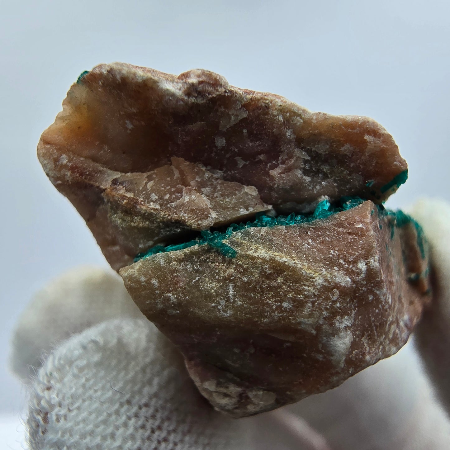 Seltene Dioptas auf Quarz Stufe Kaokoveld, Namibia 37*29*18mm Mineraliensammlung