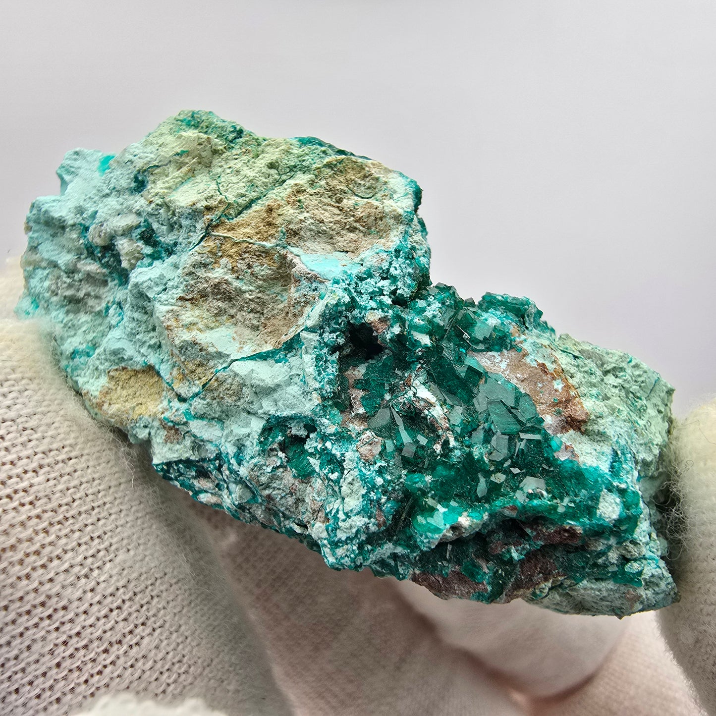 Seltene Dioptas, Chrysokoll Stufe Kaokoveld, Namibia 46*23*16mm Sammlung