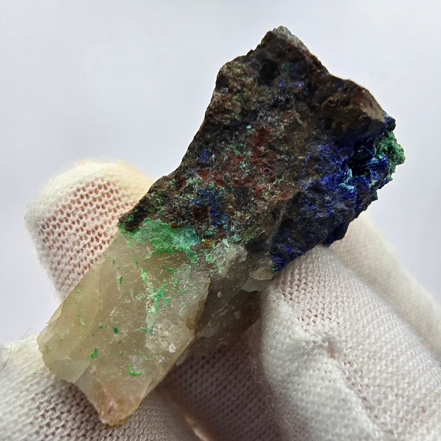 Seltene Azurit, Malachit auf Quarz Stufe Kaokoveld, Namibia 41*26*16mm Sammlung