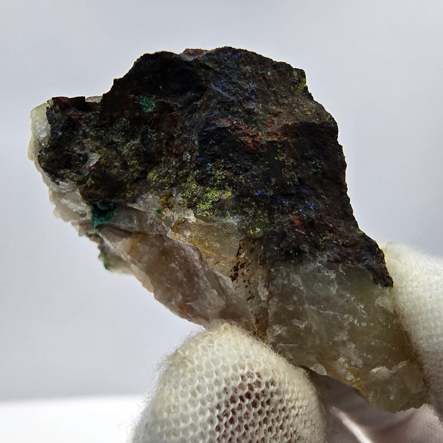 Seltene Azurit, Malachit auf Quarz Stufe Kaokoveld, Namibia 41*26*16mm Sammlung