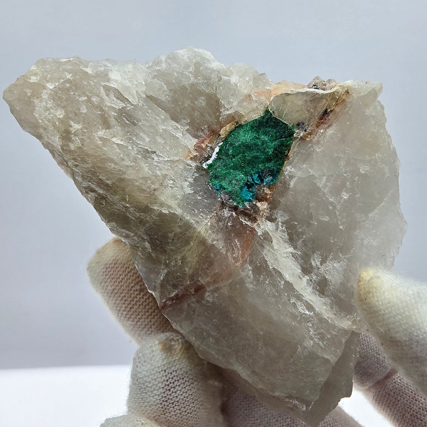 Seltene Malachit, Dioptas auf Quarz Stufe Kaokoveld, Namibia 70*50*23mm Sammlung