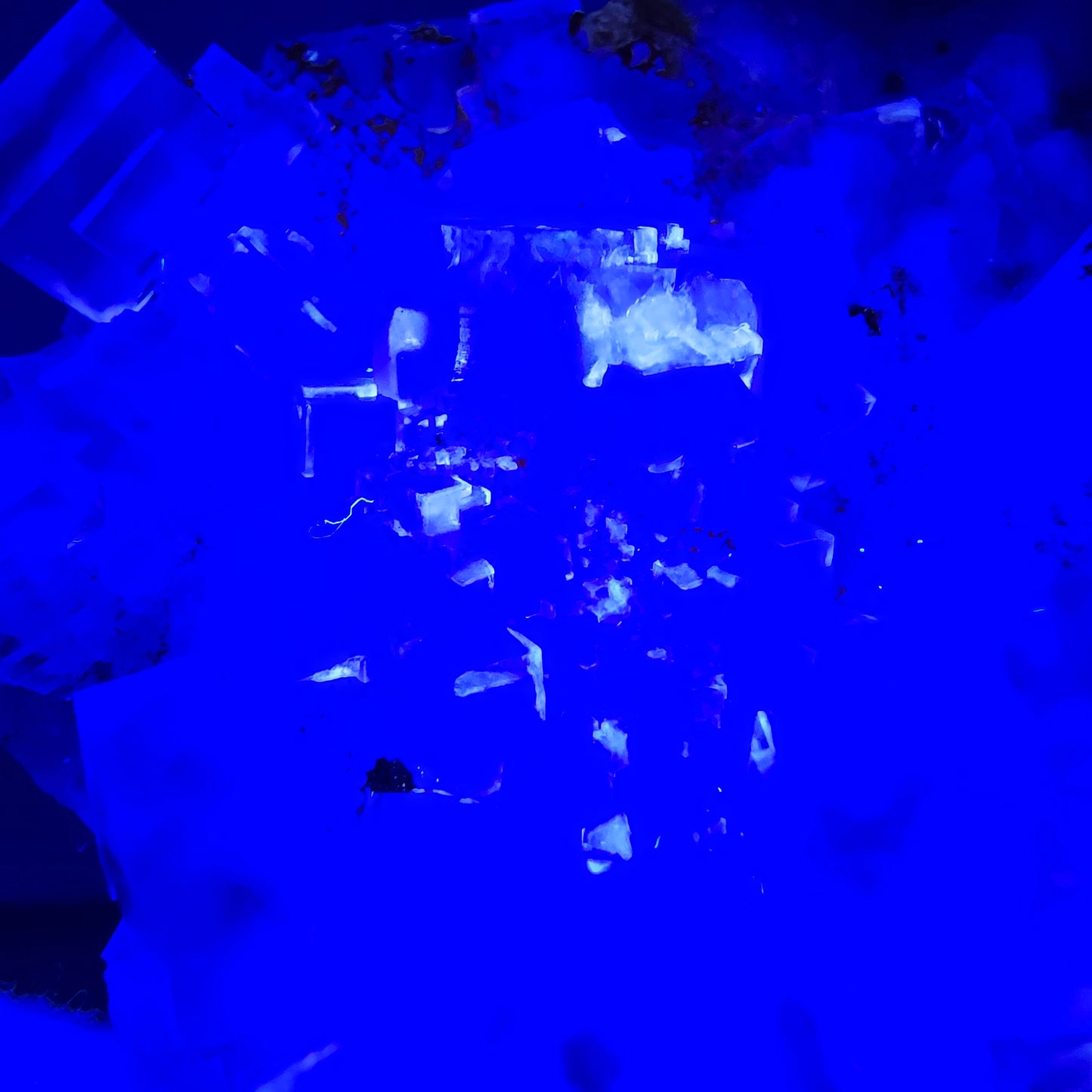 Seltene UV Phantom Fluorit Würfel, Quarz Stufe Brandberg, Namibia 57*52*19mm