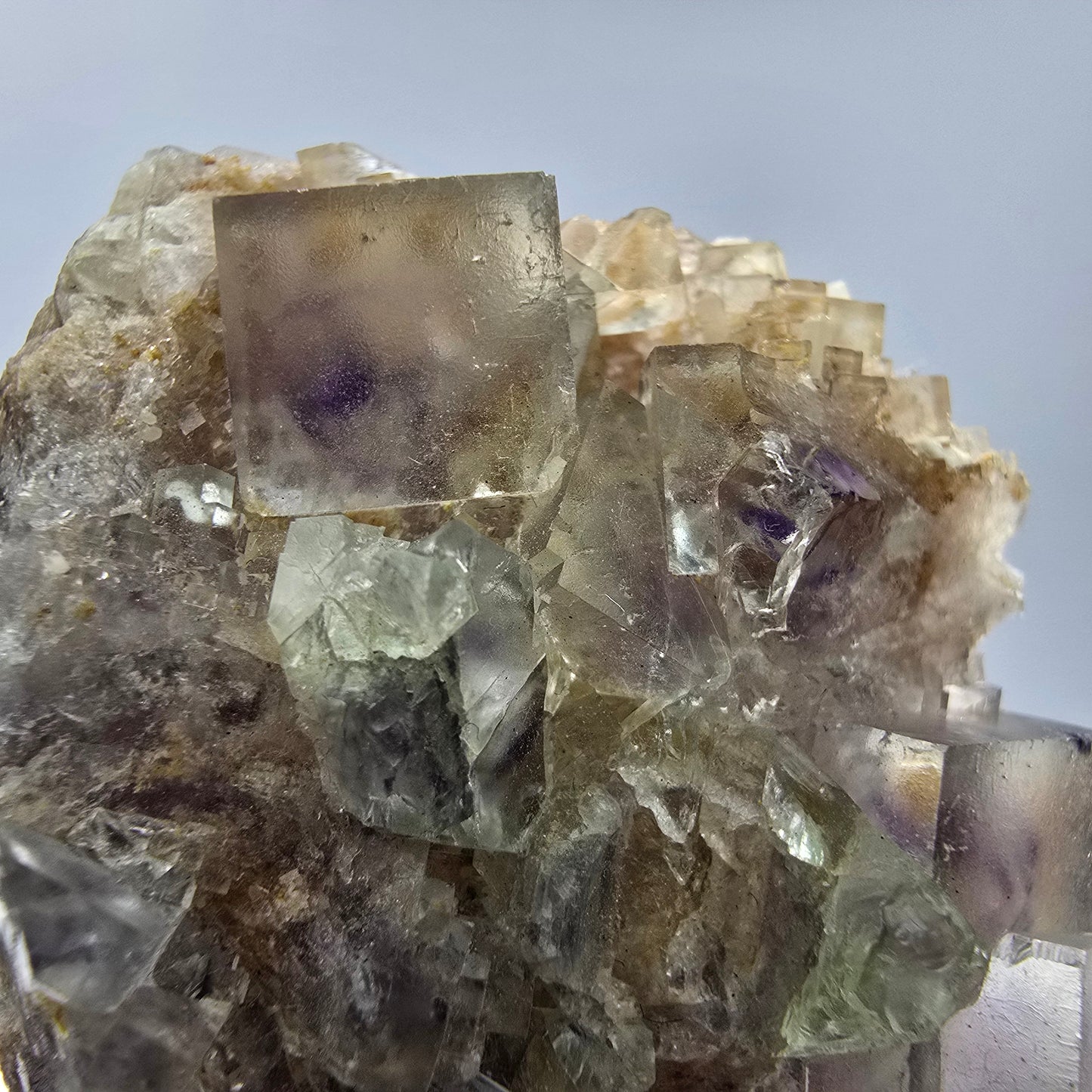 Seltene UV Phantom Fluorit Würfel, Quarz Stufe Brandberg, Namibia 59*39*20mm