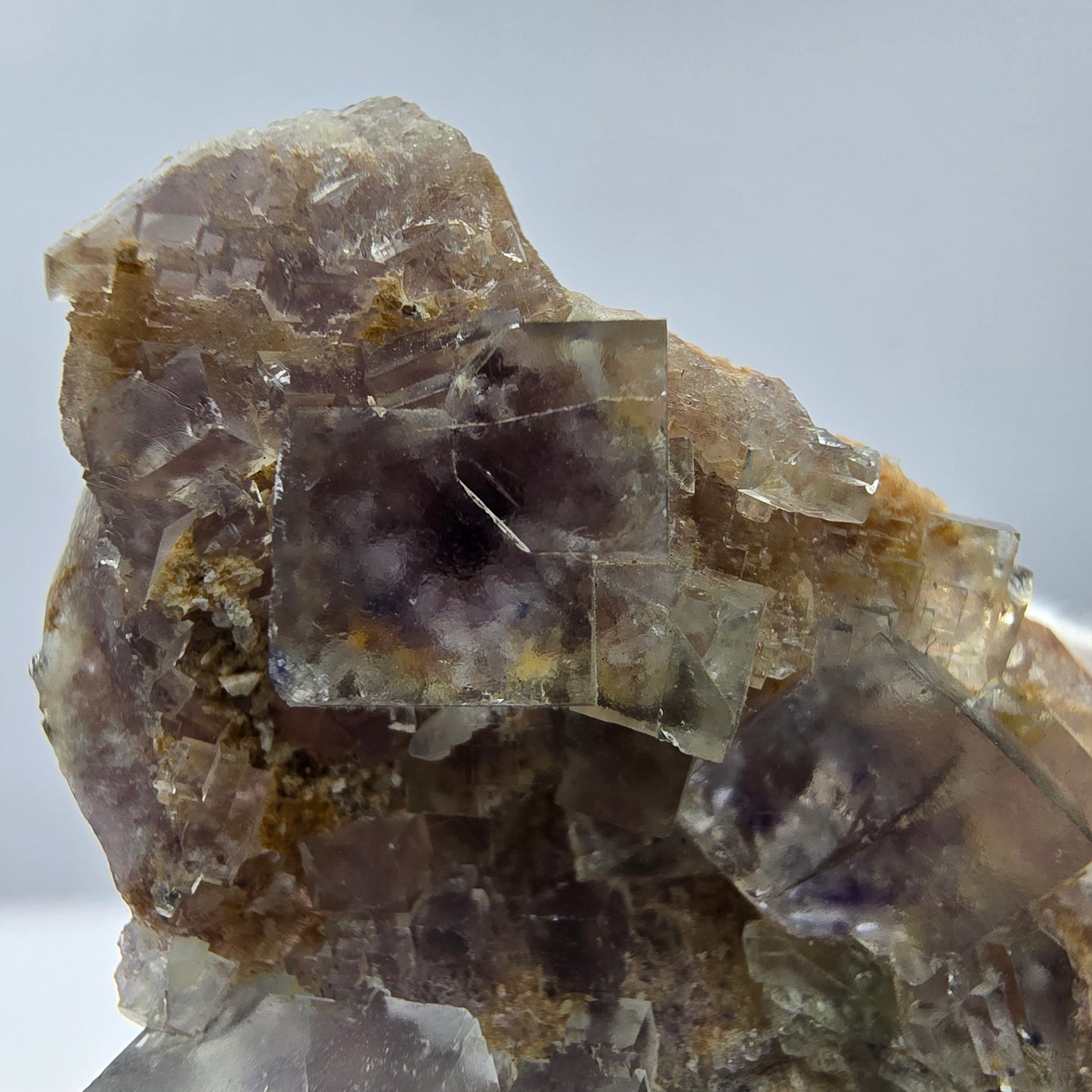 Seltene UV Phantom Fluorit Würfel, Quarz Stufe Brandberg, Namibia 59*39*20mm