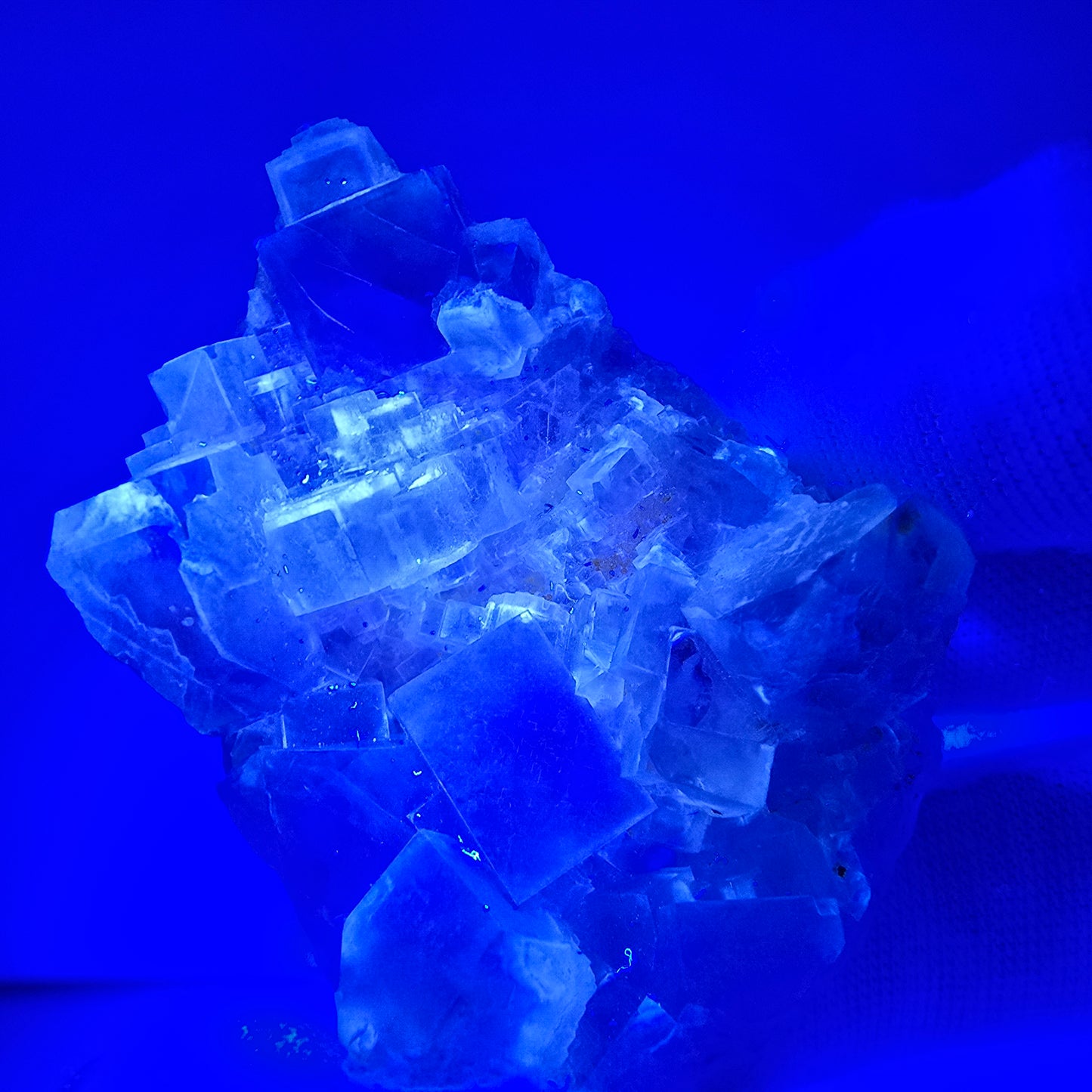 Seltene UV Phantom Fluorit Würfel Stufe grün lila Brandberg, Namibia 58*33*20mm