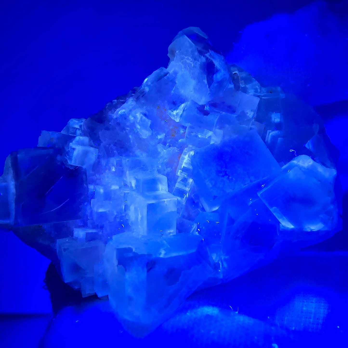 Seltene UV Phantom Fluorit Würfel Stufe grün lila Brandberg, Namibia 58*33*20mm
