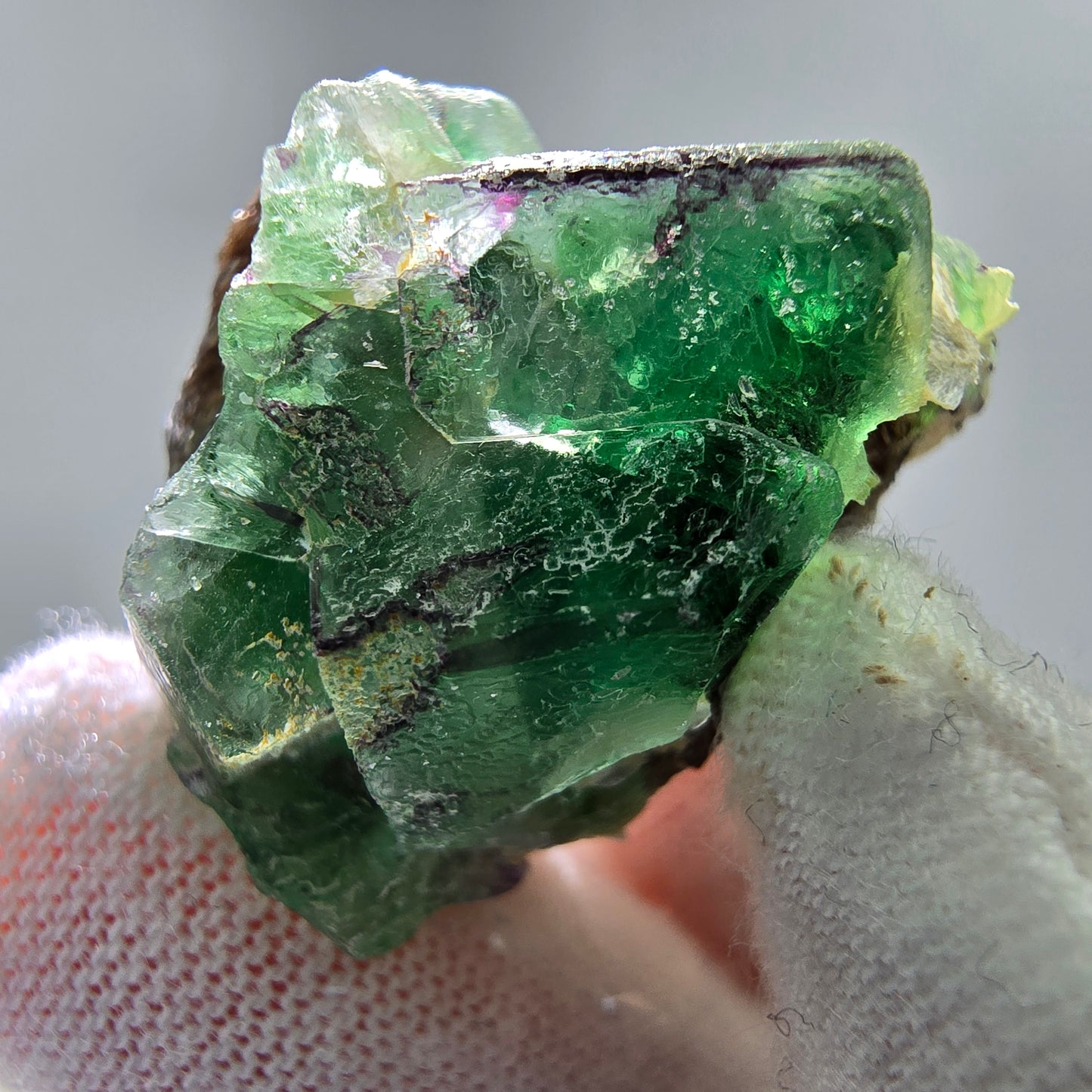 Phantom Fluorit Würfel, Muskovit Stufe Erongo, Namibia 27*20*20mm Sammlung