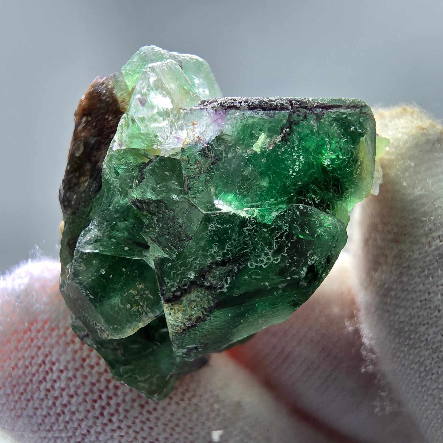 Phantom Fluorit Würfel, Muskovit Stufe Erongo, Namibia 27*20*20mm Sammlung