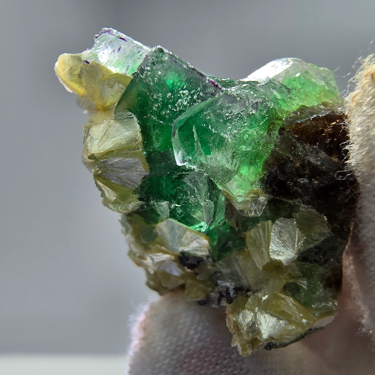 Phantom Fluorit Würfel, Muskovit Stufe Erongo, Namibia 27*20*20mm Sammlung