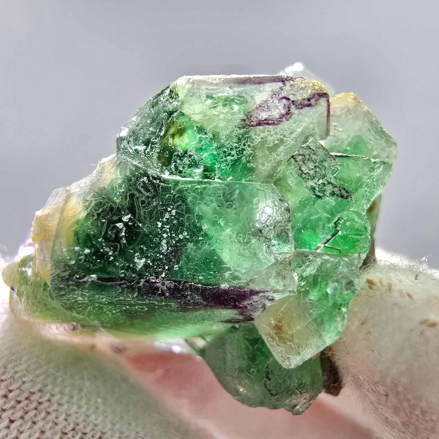 Phantom Fluorit Würfel, Muskovit Stufe Erongo, Namibia 27*20*20mm Sammlung