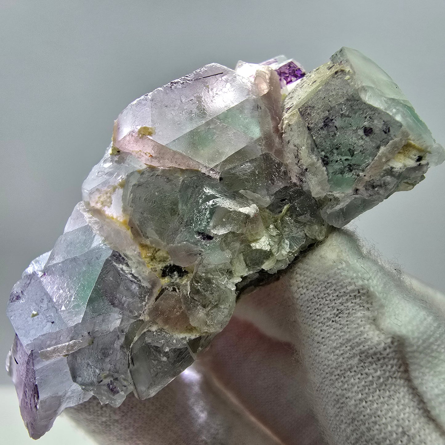 Phantom Fluorit, Hyalit, Muskovit Stufe Erongo, Namibia 56*34*25mm Sammlung