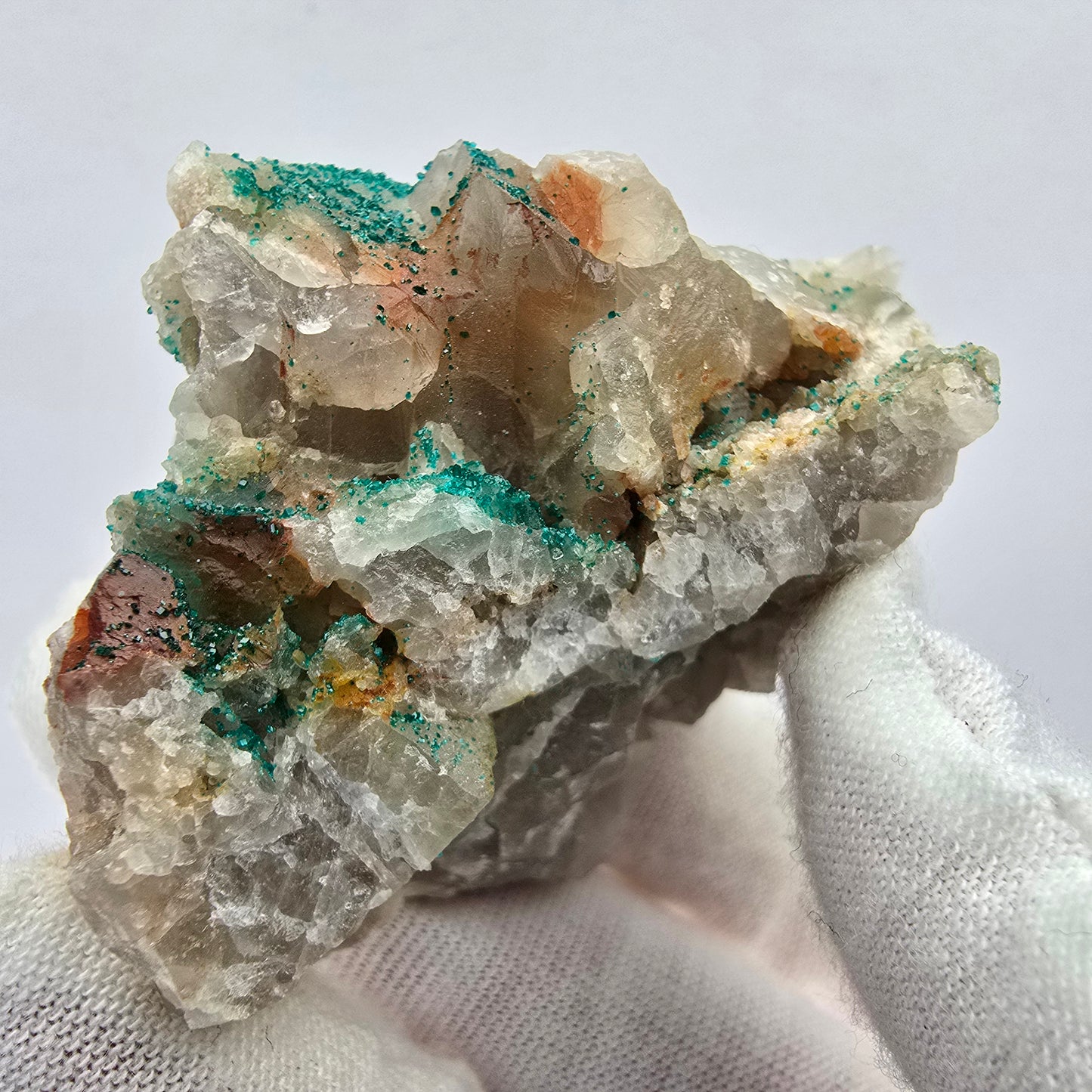 Seltene Dioptas auf Quarz Stufe Kaokoveld, Namibia 56*49*42mm Mineraliensammlung