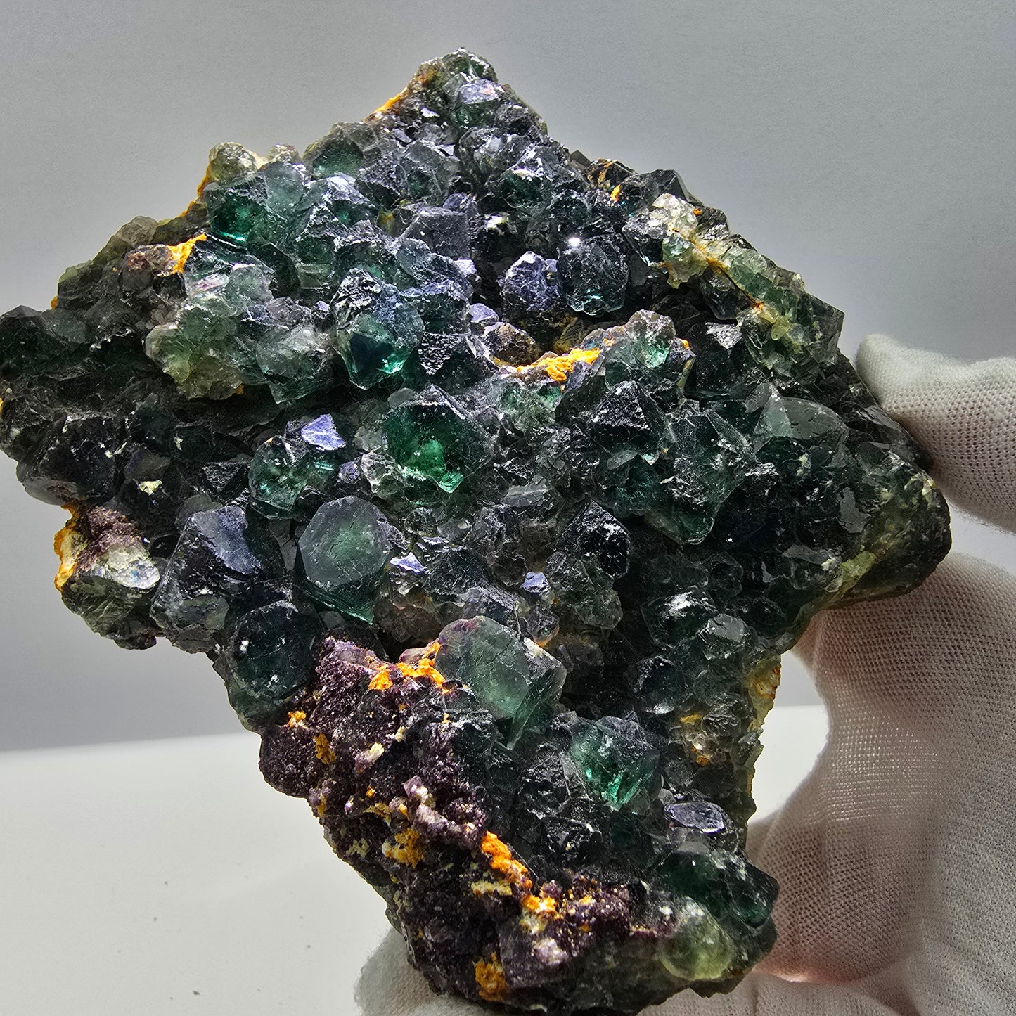 Große Phantom Fluorit Würfel Stufe, schräge Ecken Erongo, Namibia 118*110*64mm