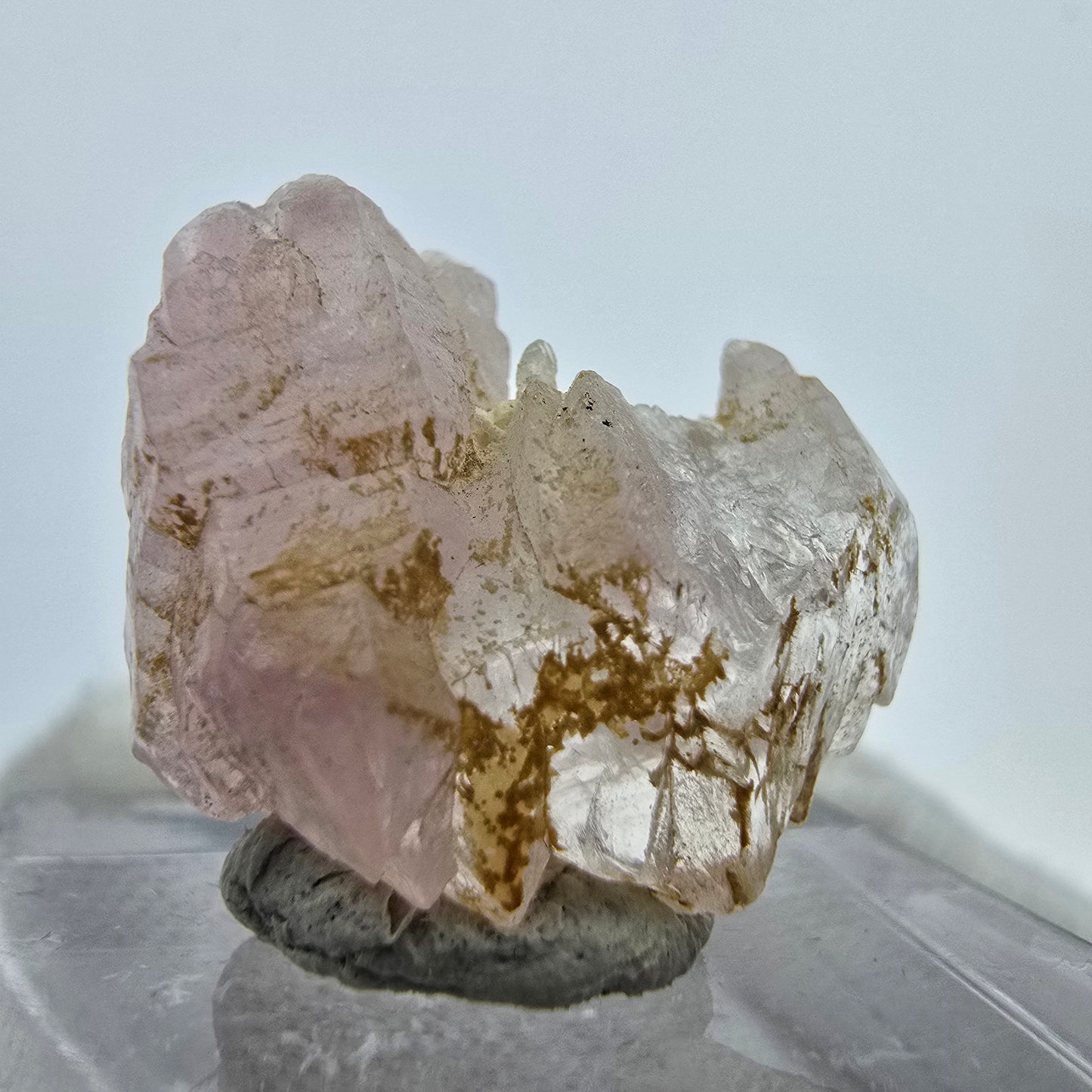 Seltener Kunzit X Spodumen Kristall rosa UV Mineral 21*17*10mm aus Brasilien