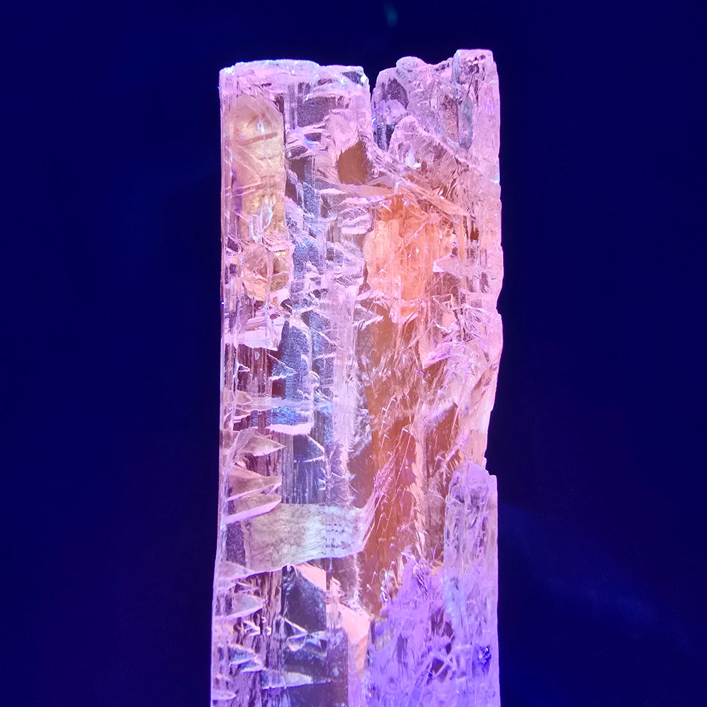Seltener Kunzit X Spodumen Kristall rosa UV Mineral 77*17*12mm aus Brasilien