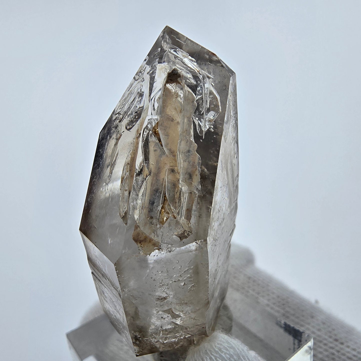 Sceptre Enhydro Phantom Smoky Quartz DT, 2x Bubble Goboboseb, Namibie 47 x 23 x 15 mm