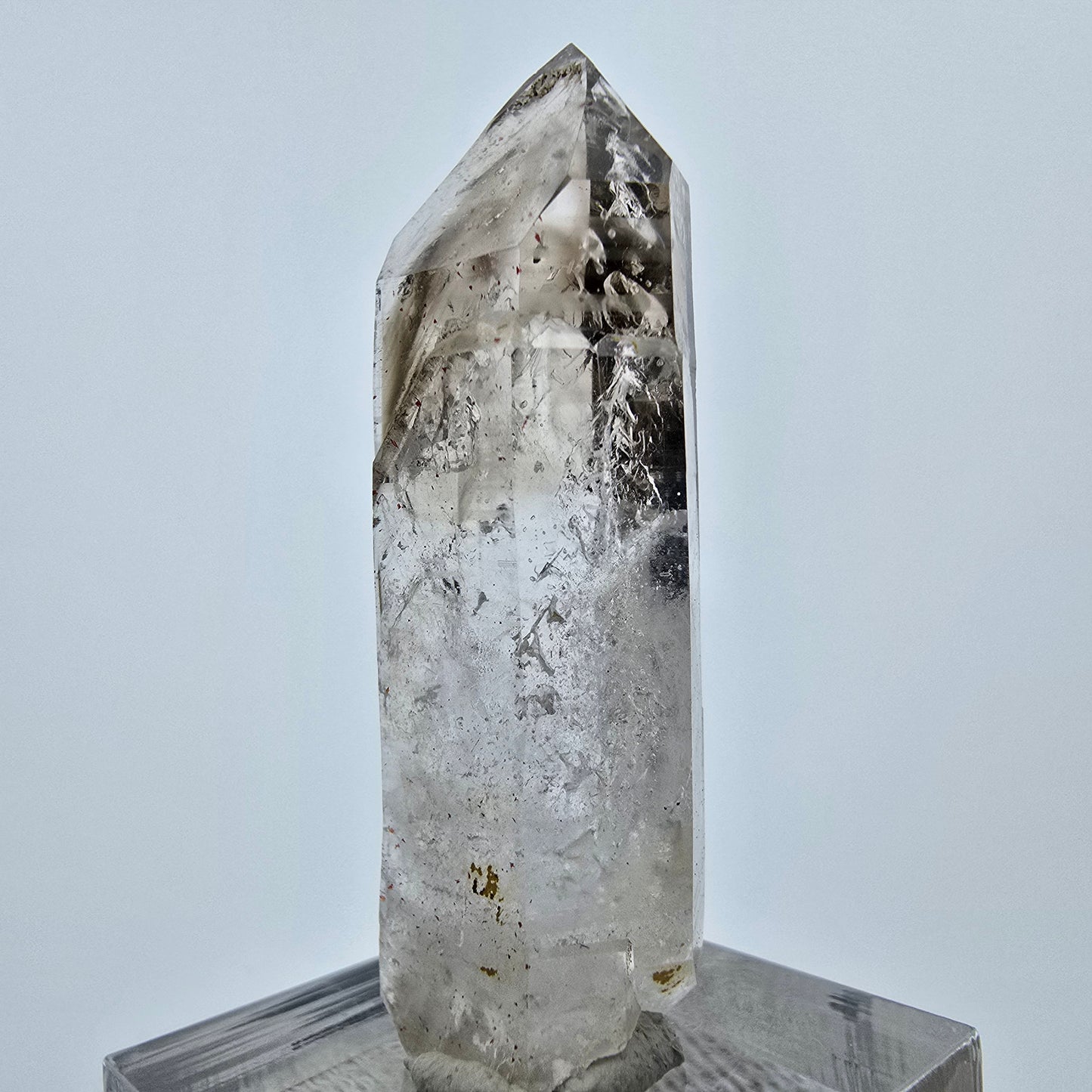 Enhydro Phantom Rauchquarz Lemurian Quarz, 4x Blase Goboboseb Namibia 48*16*11mm