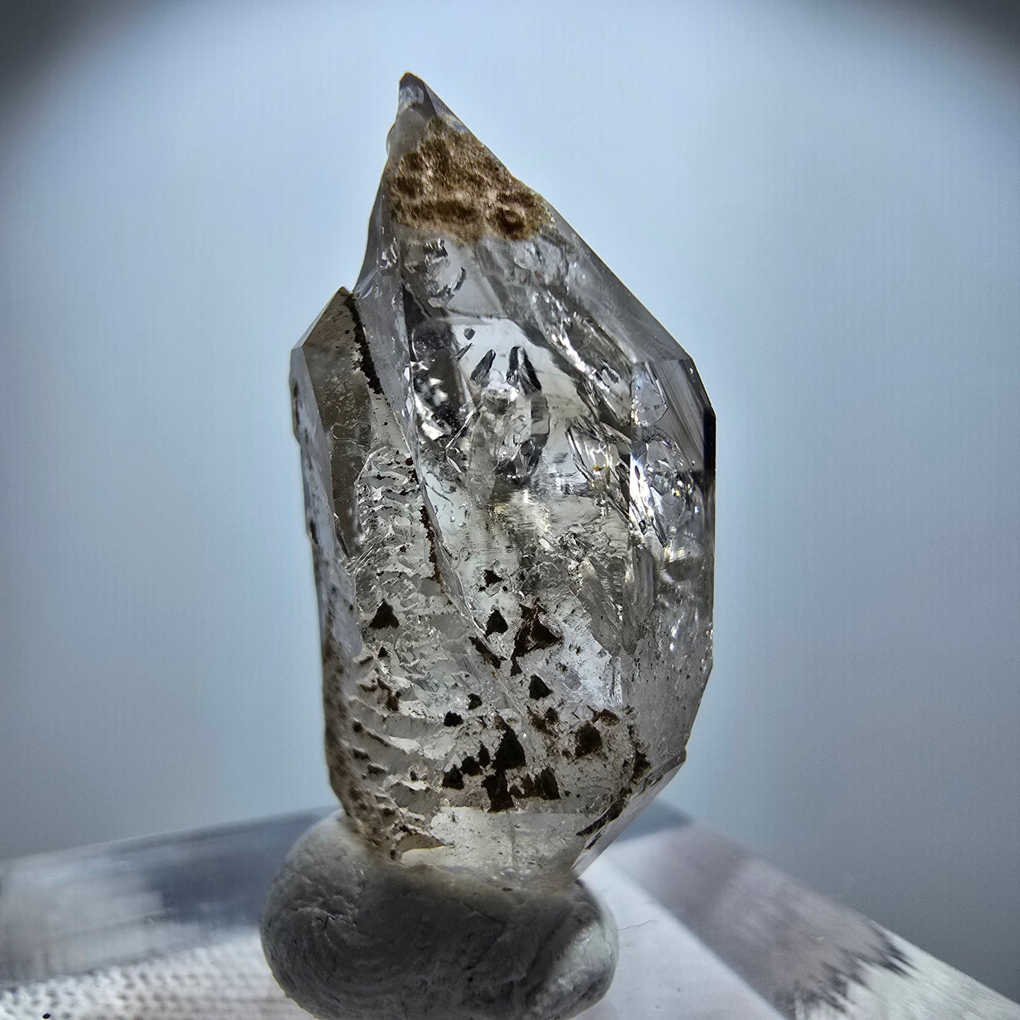 Enhydro Rauchquarz Skelett DT Zepter, 2x Blase Goboboseb, Namibia 26*13*11mm