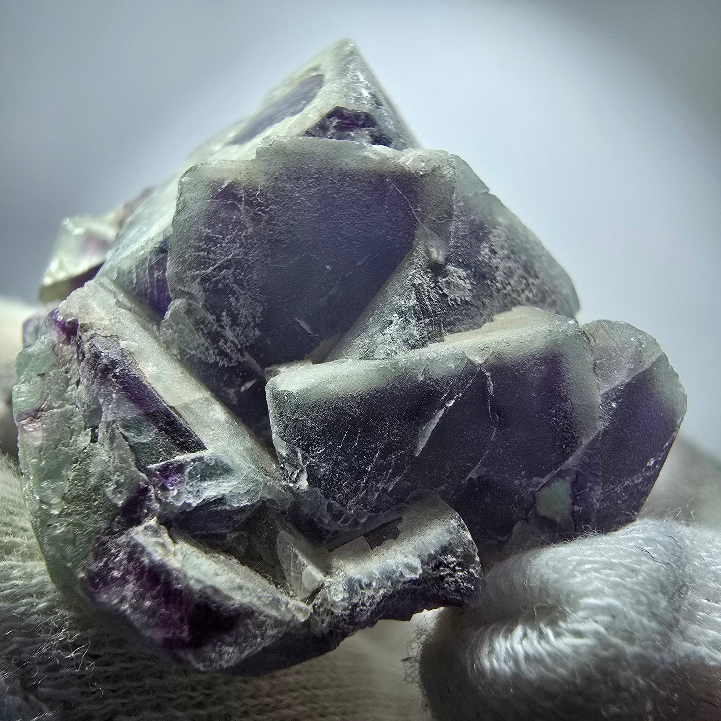 Cube de fluorite fantôme, spécimen de quartz vert violet, omégane, Namibie, 48 x 38 x 29 mm