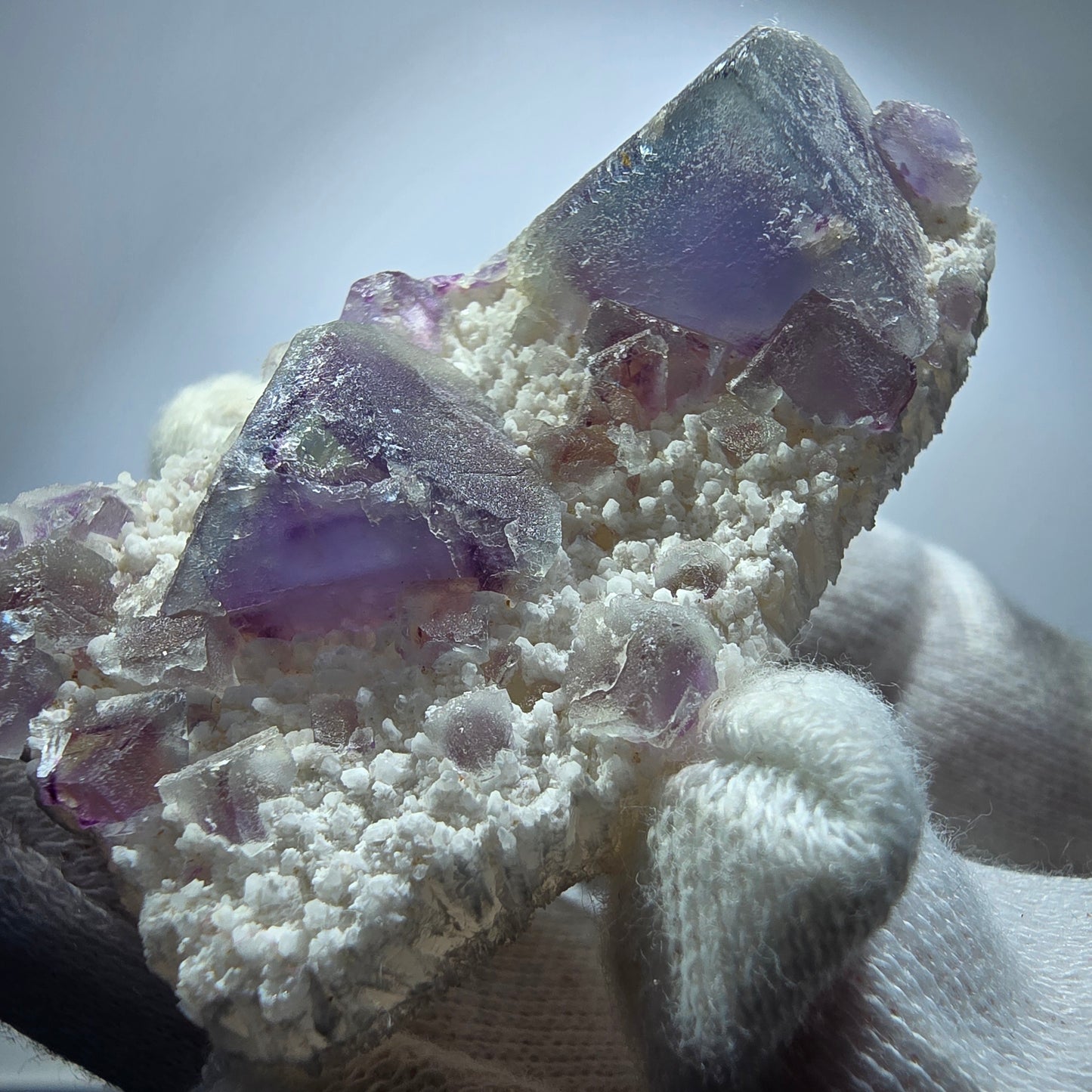 Cube de fluorite fantôme, spécimen de quartz vert violet, Omehane, Namibie, 58 x 3 322 mm