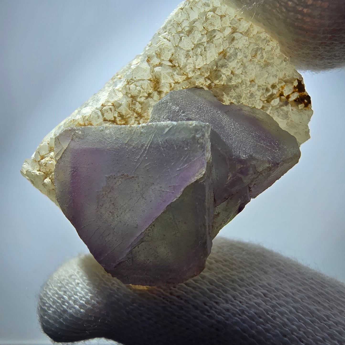 Cube de fluorite fantôme, spécimen de quartz vert violet, Omehane, Namibie, 38 x 23 x 24 mm