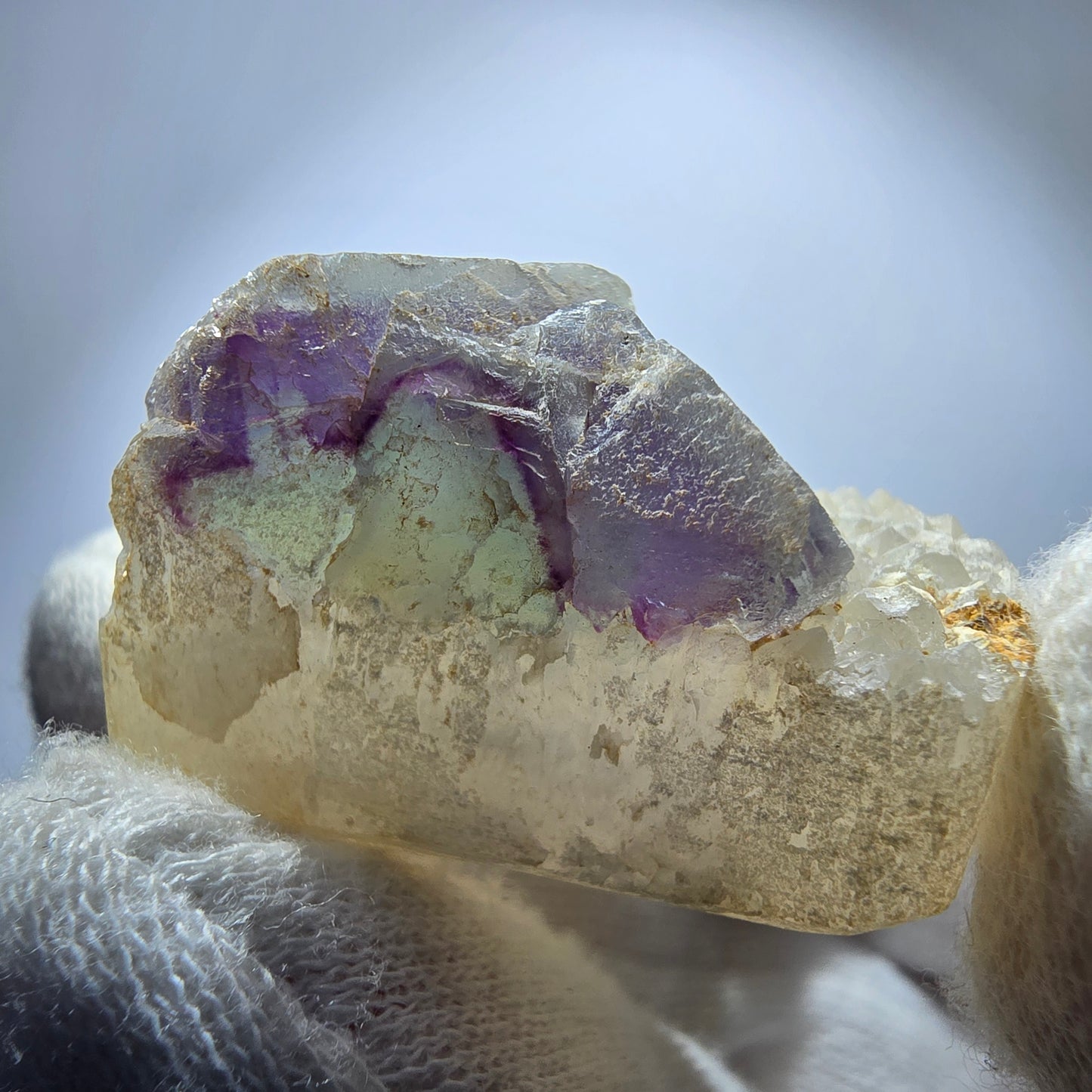 Cube de fluorite fantôme, spécimen de quartz vert violet, Omehane, Namibie, 38 x 23 x 24 mm