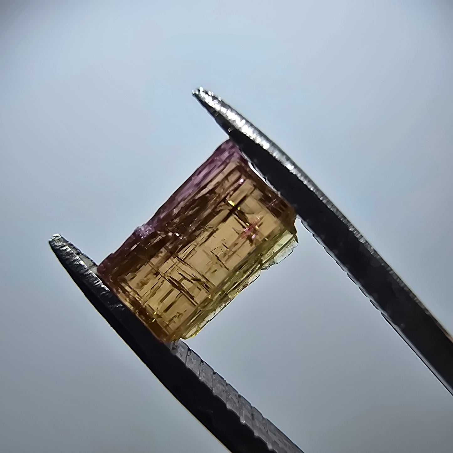 Seltener Elbait Turmalin Kristall, grün rosa Minas Gerais, Brasilien 7*5*2mm
