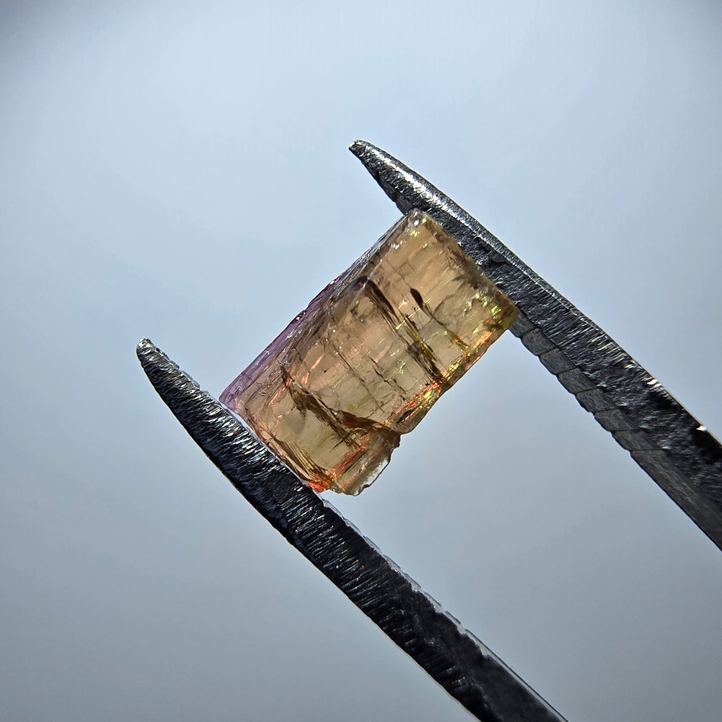 Seltener Elbait Turmalin Kristall, grün rosa Minas Gerais, Brasilien 7*5*2mm