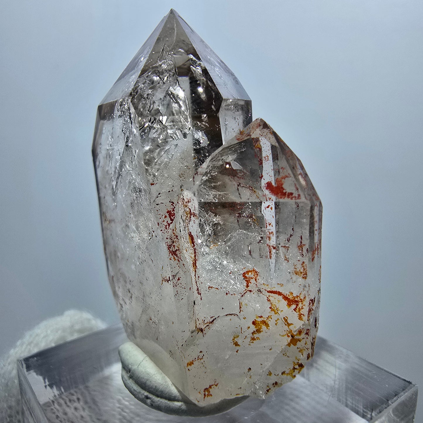 Enhydro Phantom Smoky Quartz Scepter, 2x Bubble Goboboseb, Namibia 35*26*12mm