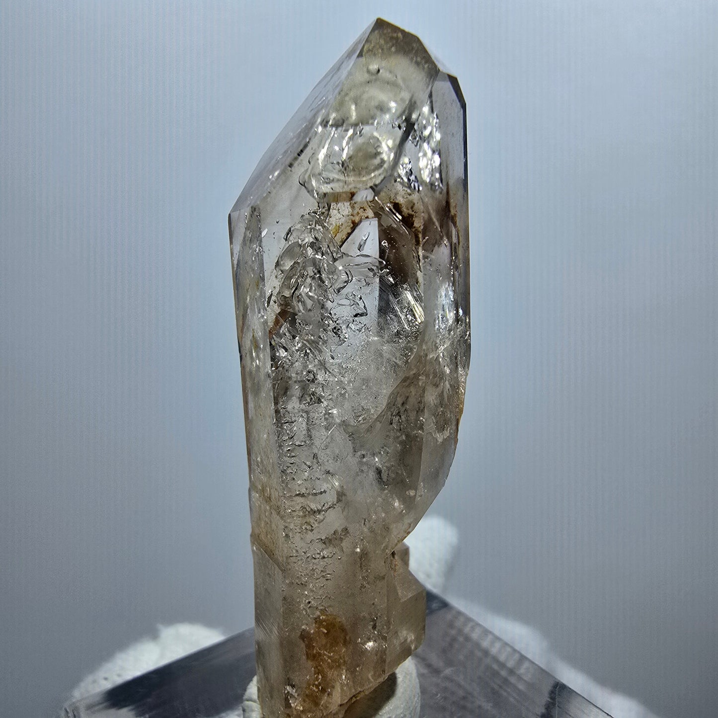 Enhydro Phantom Smoky Quartz Scepter, 1x Bubble Goboboseb, Namibia 44*13*13mm
