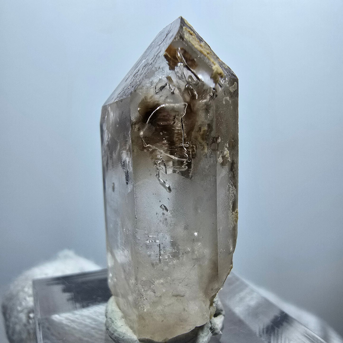 Enhydro Phantom Smoky Quartz Point, 1x Bubble Goboboseb, Namibia 33*19*10mm