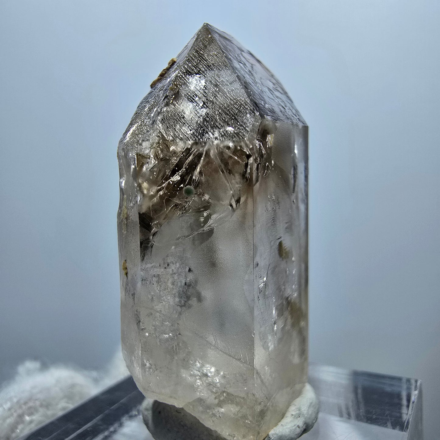 Enhydro Phantom Smoky Quartz Point, 1x Bubble Goboboseb, Namibia 33*19*10mm