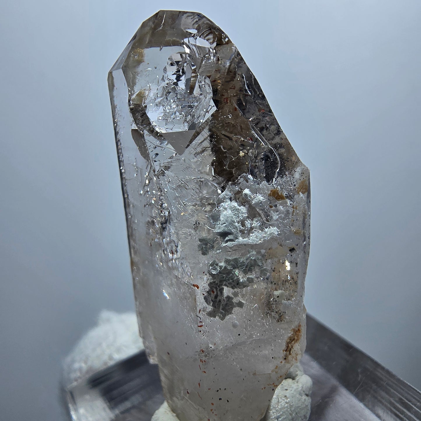 Enhydro Phantom Smoky Quartz Scepter, 1x Bubble Goboboseb, Namibia 37*19*11mm