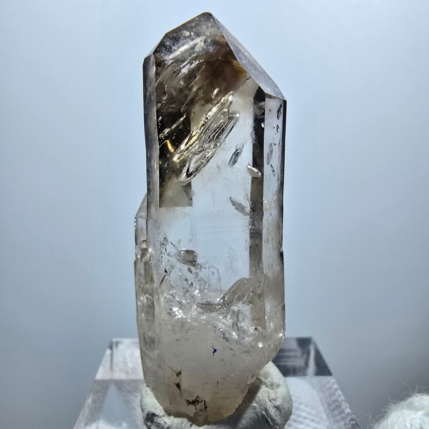 Pointe de quartz fumé fantôme Enhydro, 1x Bubble Goboboseb, Namibie 40 x 15 x 10 mm