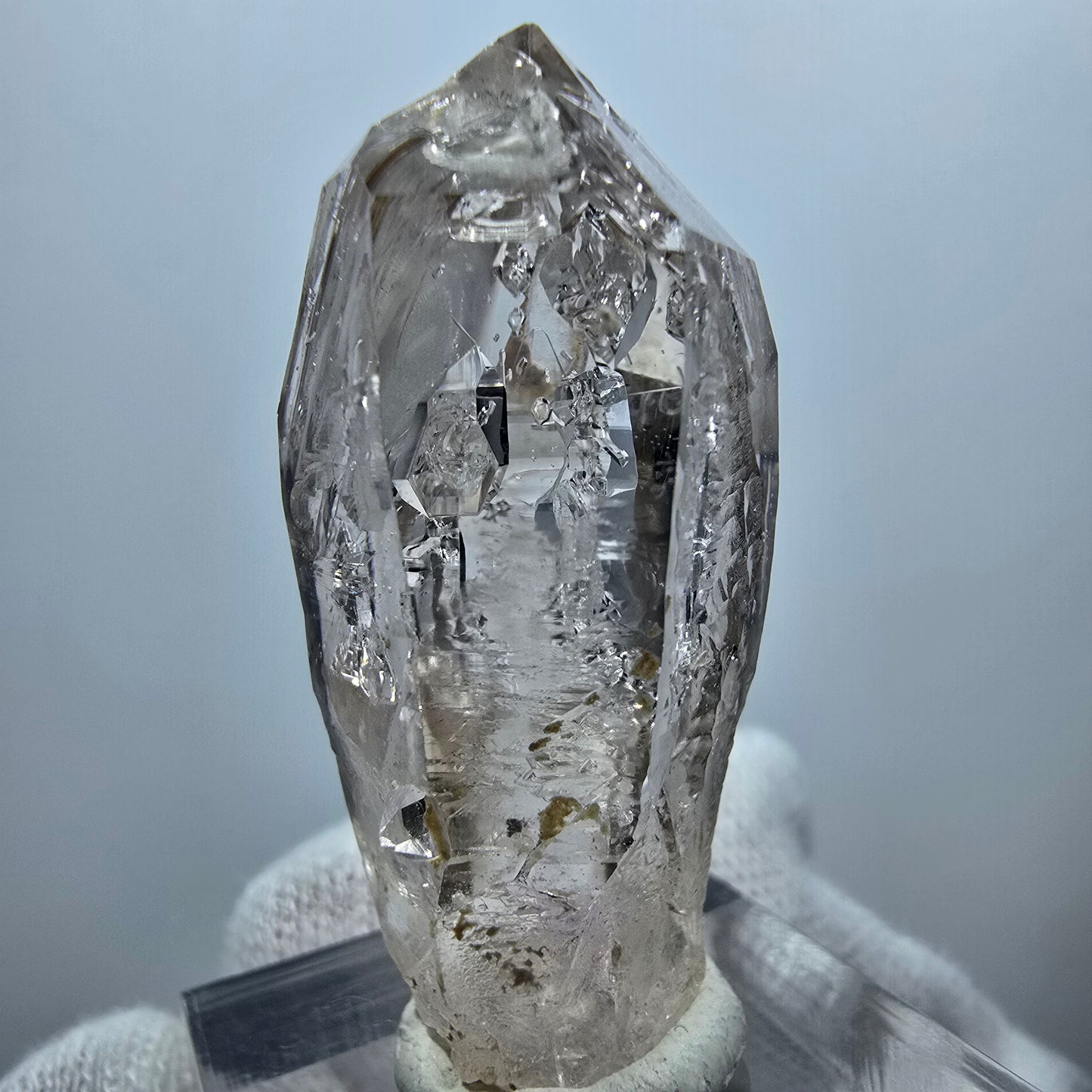 Pointe de quartz fumé Enhydro Phantom, 1x Bubble Goboboseb, Namibie 42 x 21 x 20 mm