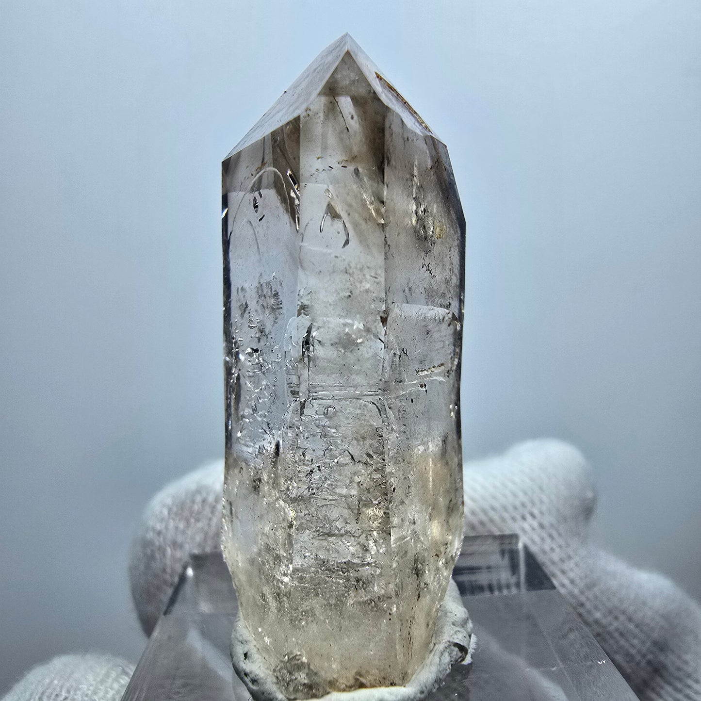 Pointe de quartz fumé Enhydro Phantom, 1x Bubble Goboboseb, Namibie 39*16*16mm