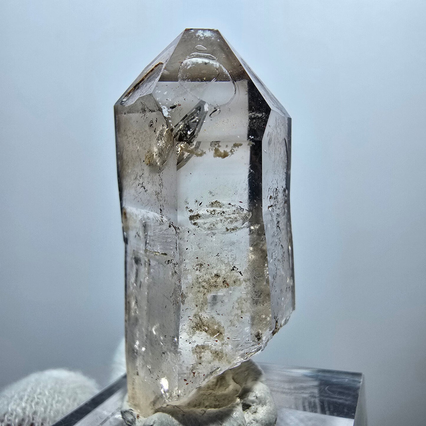 Pointe de quartz fumé Enhydro Phantom, 1x Bubble Goboboseb, Namibie 39*16*16mm