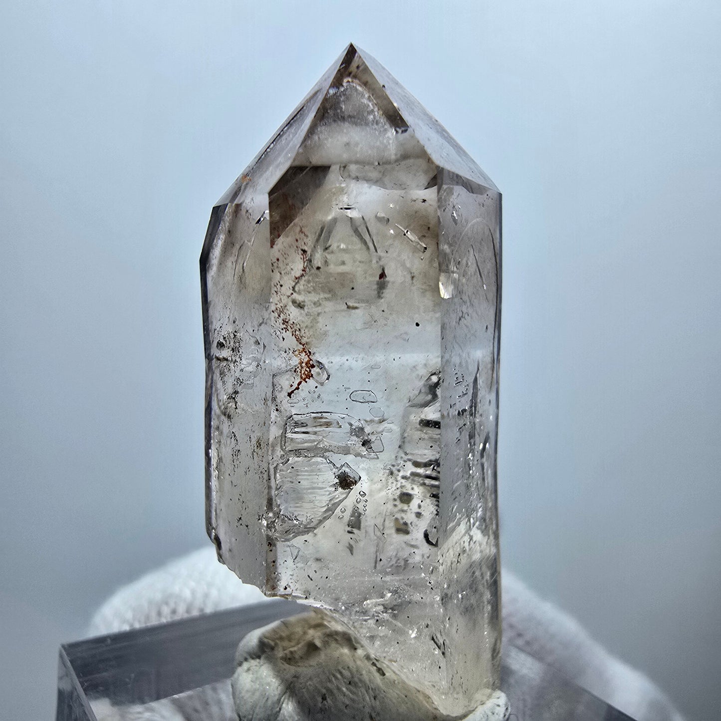 Pointe de quartz fumé Enhydro Phantom, 1x Bubble Goboboseb, Namibie 39*16*16mm