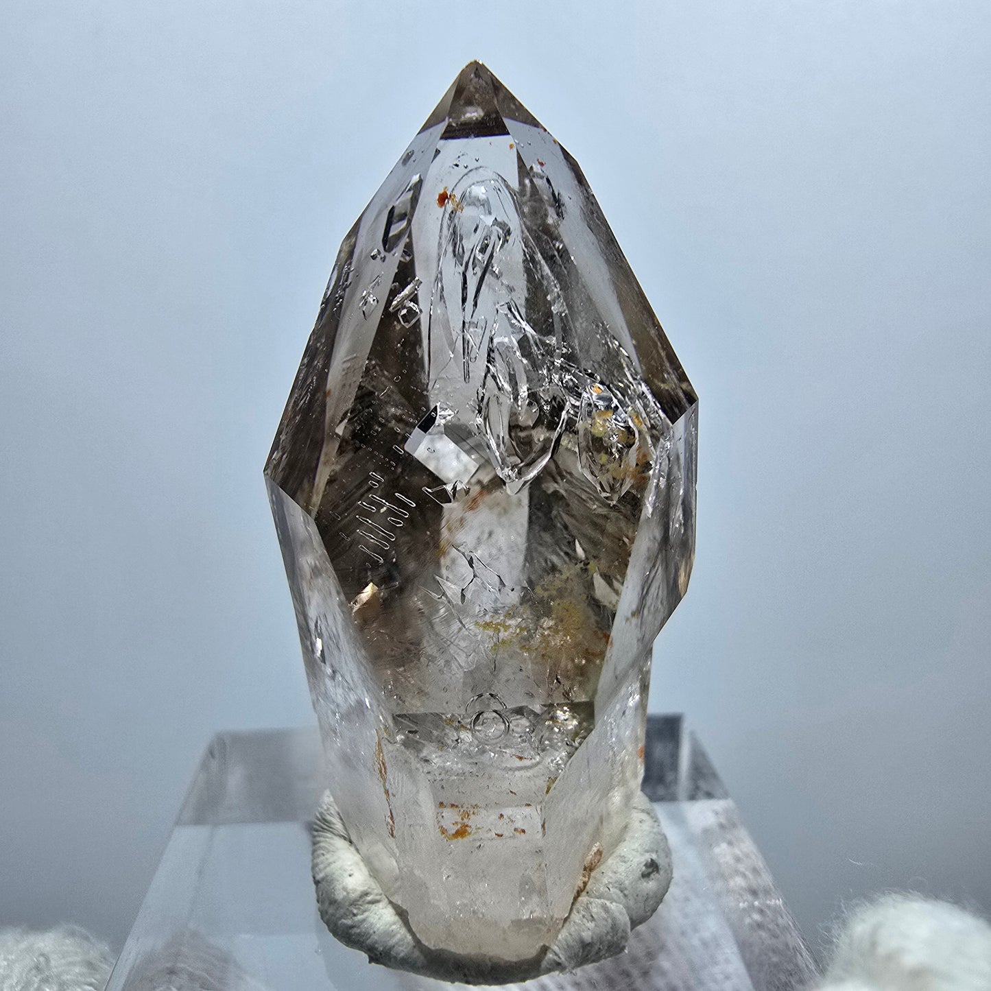 Sceptre en quartz fumé fantôme Enhydro, 1x Bubble Goboboseb, Namibie 36 x 20 x 17 mm