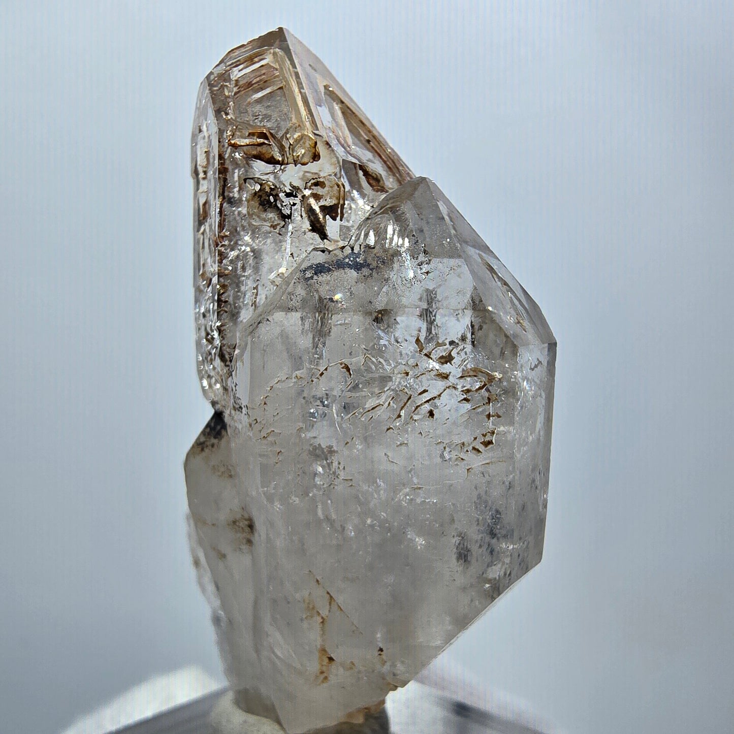 Amas de sceptres en quartz fumé fantôme transparent, Goboboseb, Namibie, 50 x 28 x 17 mm