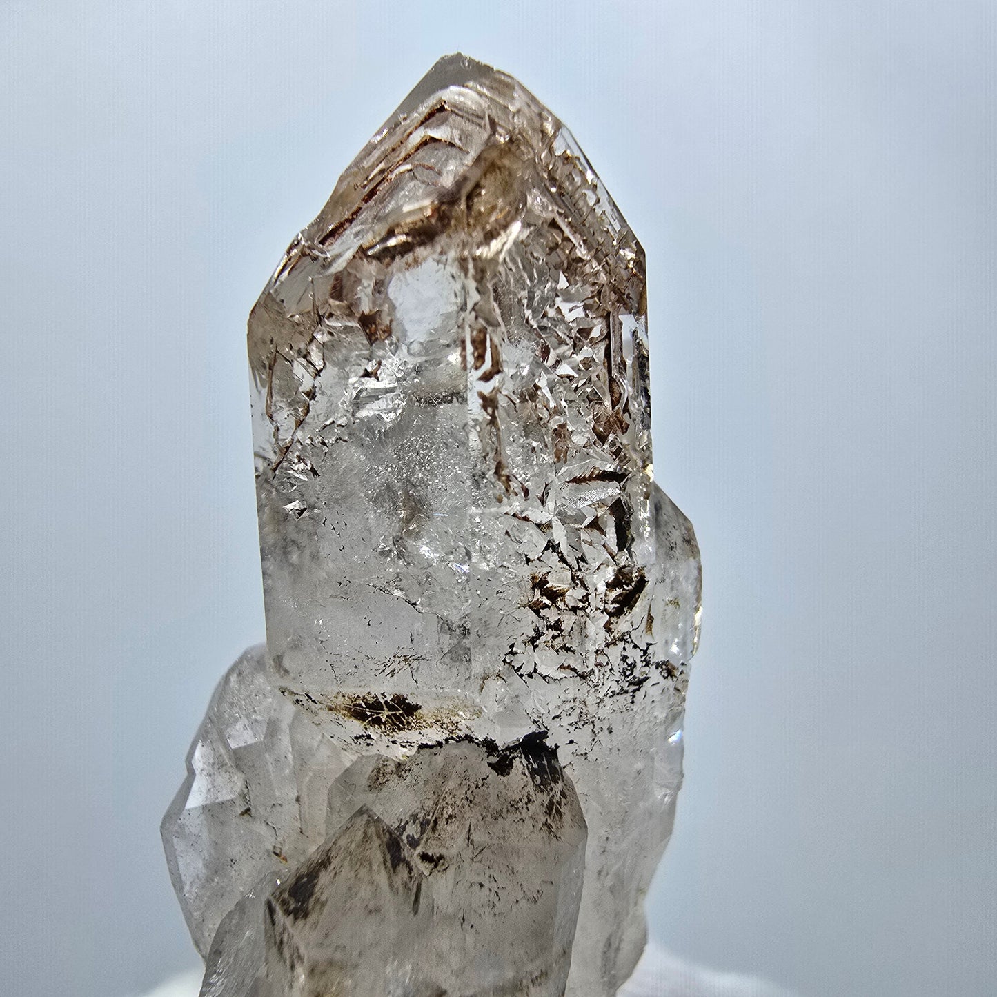 Amas de sceptres en quartz fumé fantôme transparent, Goboboseb, Namibie, 50 x 28 x 17 mm
