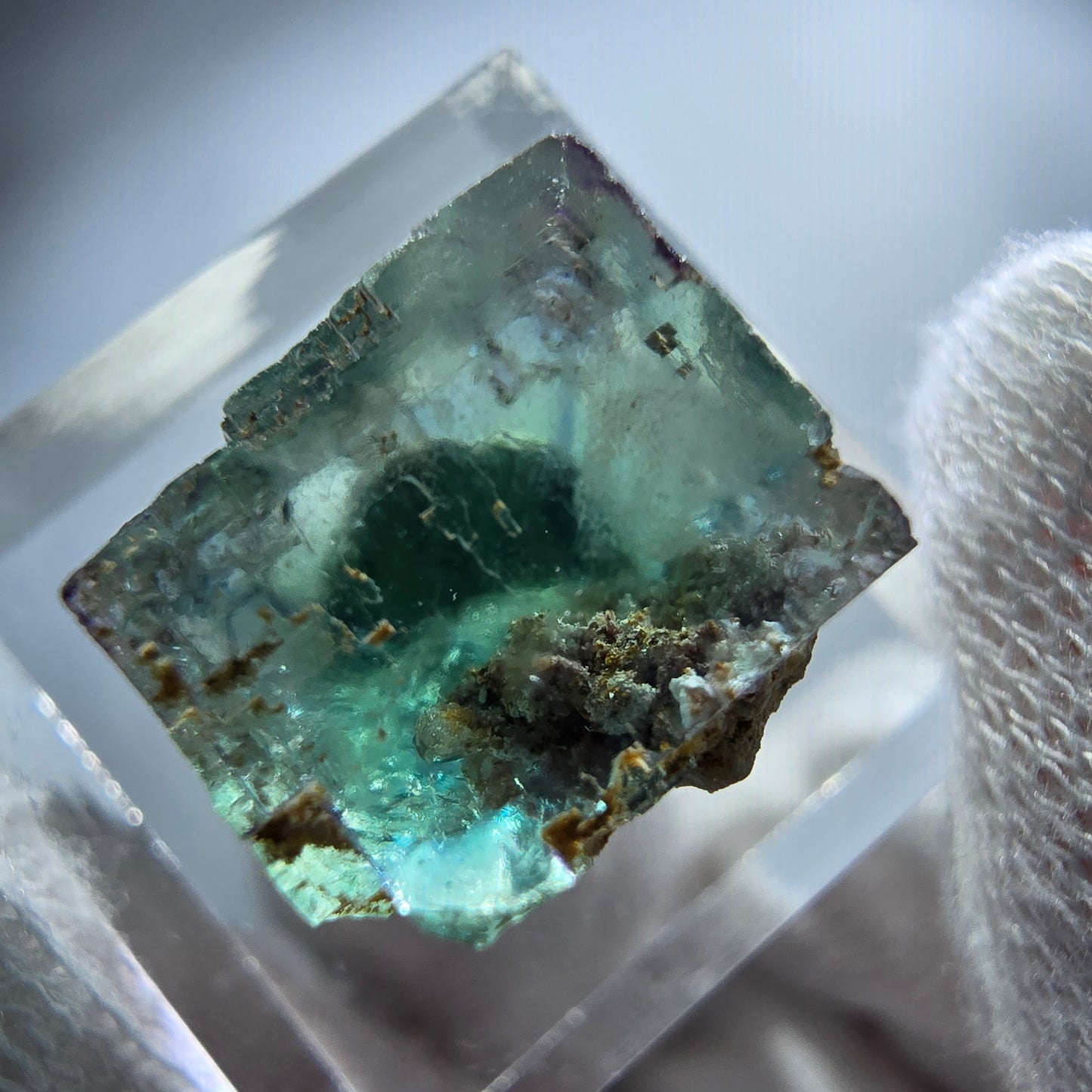 Rare spécimen de cube de fluorite fantôme, vert Okorusu, Namibie 18 x 17 x 13 mm