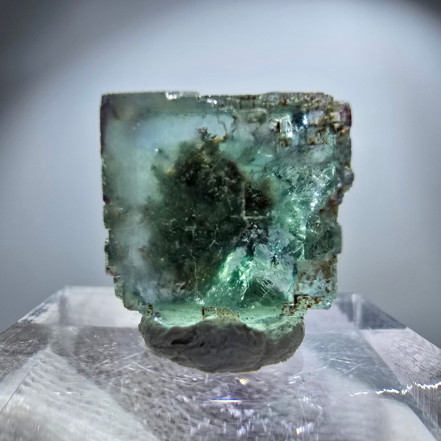 Rare spécimen de cube de fluorite fantôme, vert Okorusu, Namibie 18 x 17 x 13 mm