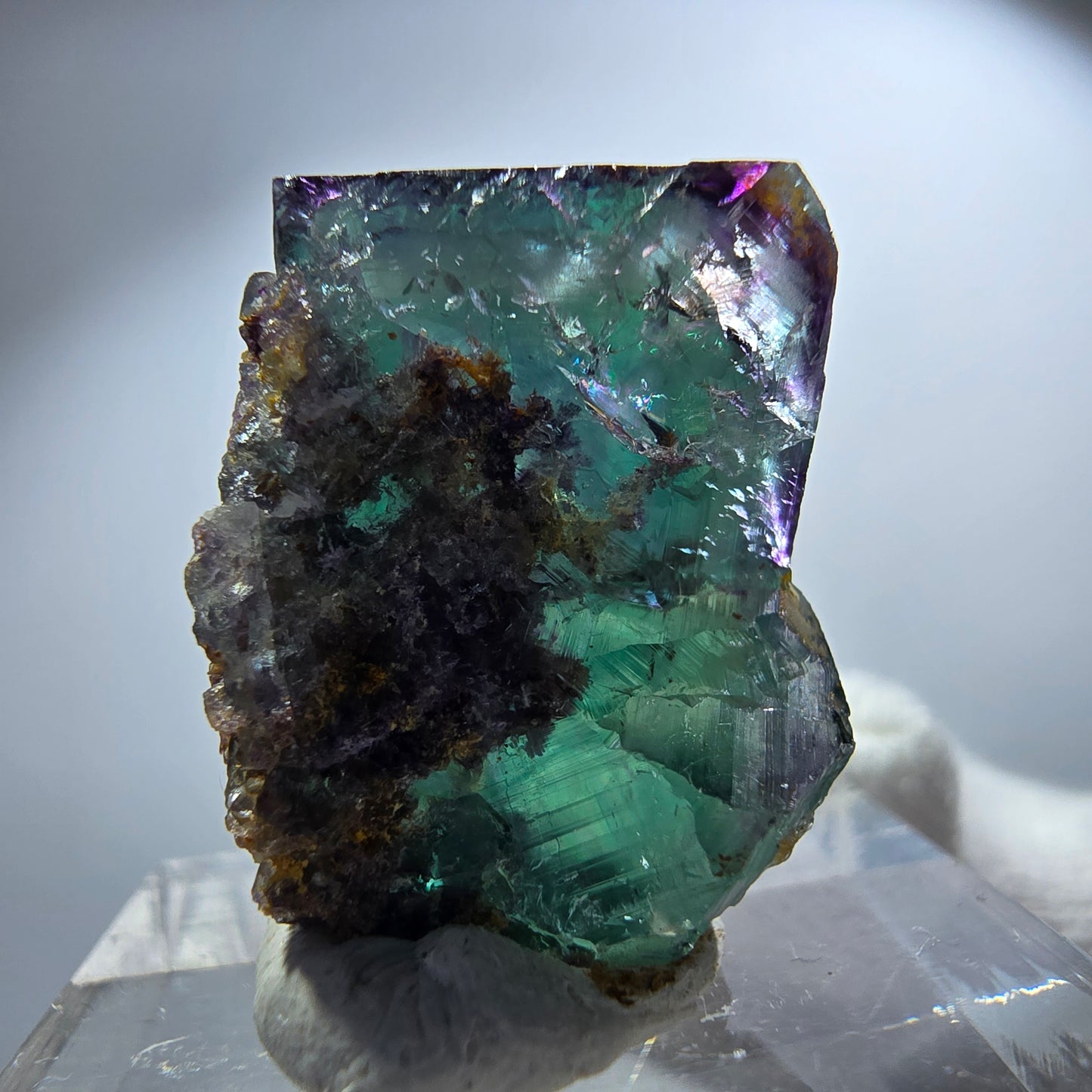 Rare spécimen de cube de fluorite fantôme zonal vert violet Okorusu, Namibie 24*16*16mm