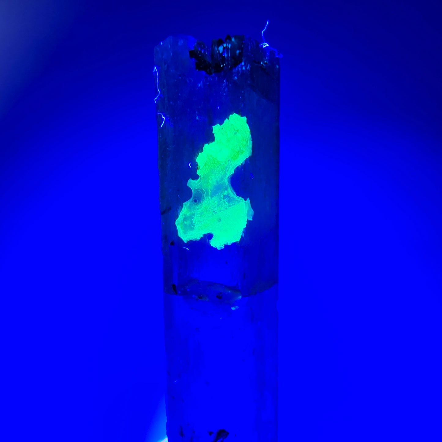 Seltener Aquamarin X mit Hyalit, Schörl Turmalin Erongo, Namibia 45*10*7mm