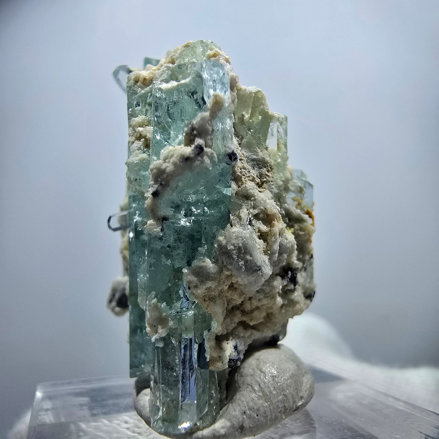 Seltene Aquamarin XX mit Orthoklas, Schörl Turmalin Erongo, Namibia 29*20*17mm