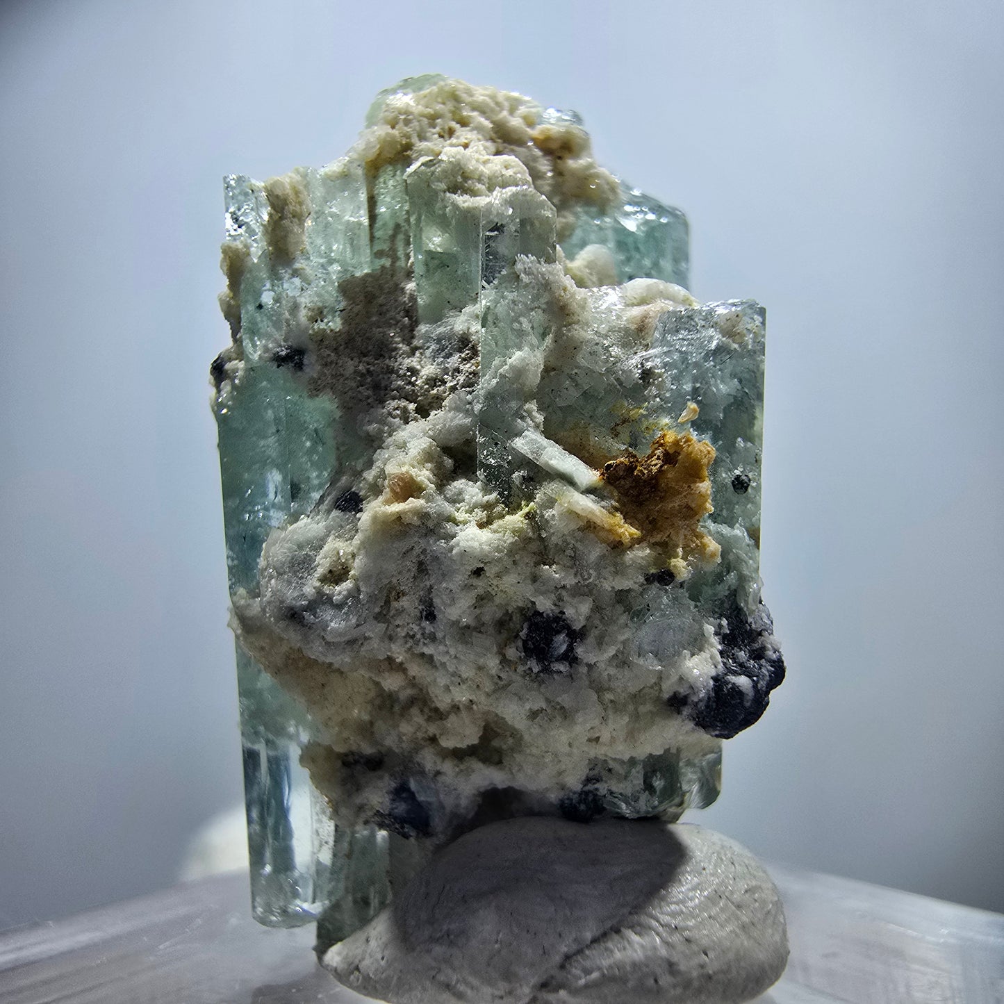 Seltene Aquamarin XX mit Orthoklas, Schörl Turmalin Erongo, Namibia 29*20*17mm