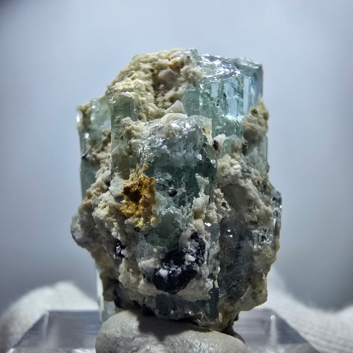 Seltene Aquamarin XX mit Orthoklas, Schörl Turmalin Erongo, Namibia 29*20*17mm