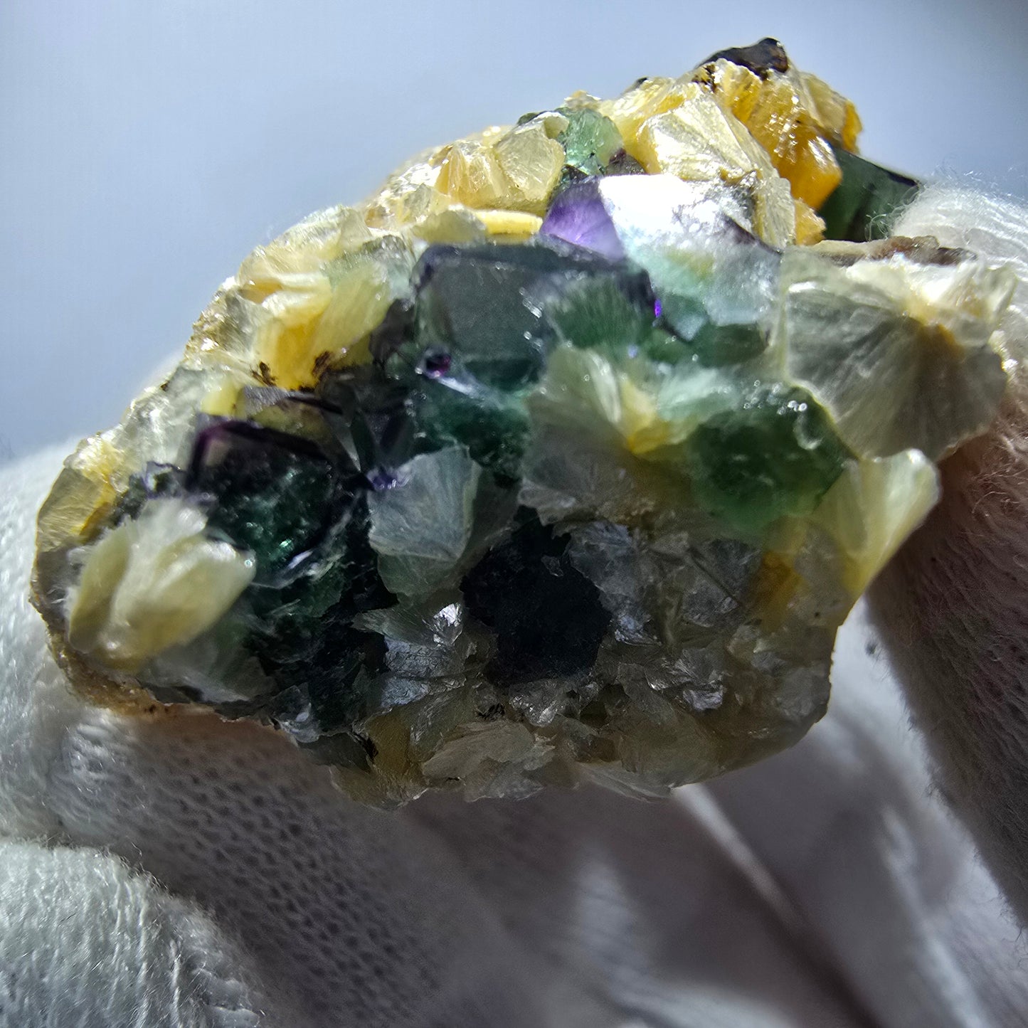 Phantom Fluorit zonal, Muskovit, Schörl Turmalin Stufe Erongo Namibia 41*38*21mm